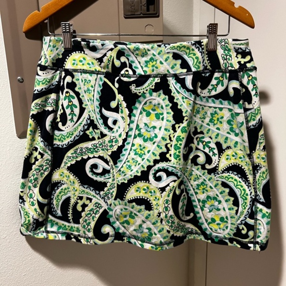 T by Talbots Women’s Blue & Green Paisley  Golf Tennis Skirt USA Large
